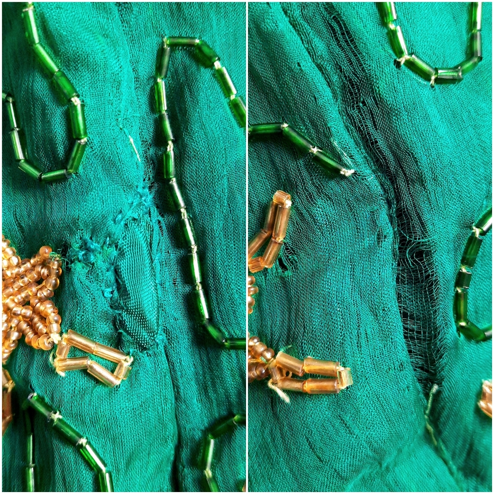 Vintage Lawrence Kazar 1X Beaded Silk Holiday Dress - Picture 13 of 15